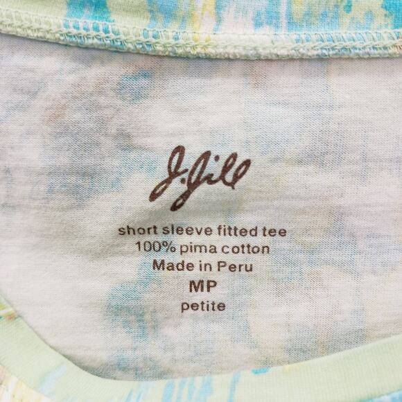 T-Shirt J Jill Size PM Fitted Pina Cotton Abstract Floral Boho Bloomcore Office - Picture 12 of 12